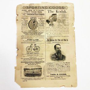 Vintage April 1889 Advertising Page from Scribner's Magazine Cameras Guns